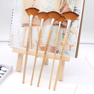 5Pcs Fan Shaped Nylon Hair Watercolor Paint Brush Set for School Painting Drawing Painting Brush Art Supplies