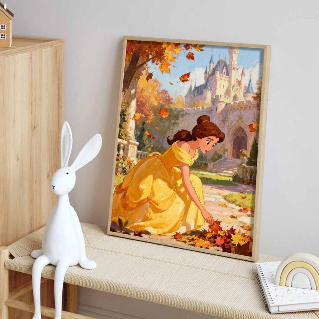 Disney Diamond Painting Kit DIY Round Home Wall Decor Adult Handmade Gift Belle Autumn Castle Scenery