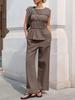 Womens Summer Cotton Linen Two Piece Pants Set Peplum Tank Top And Wide Leg Pants Vacation Outfit