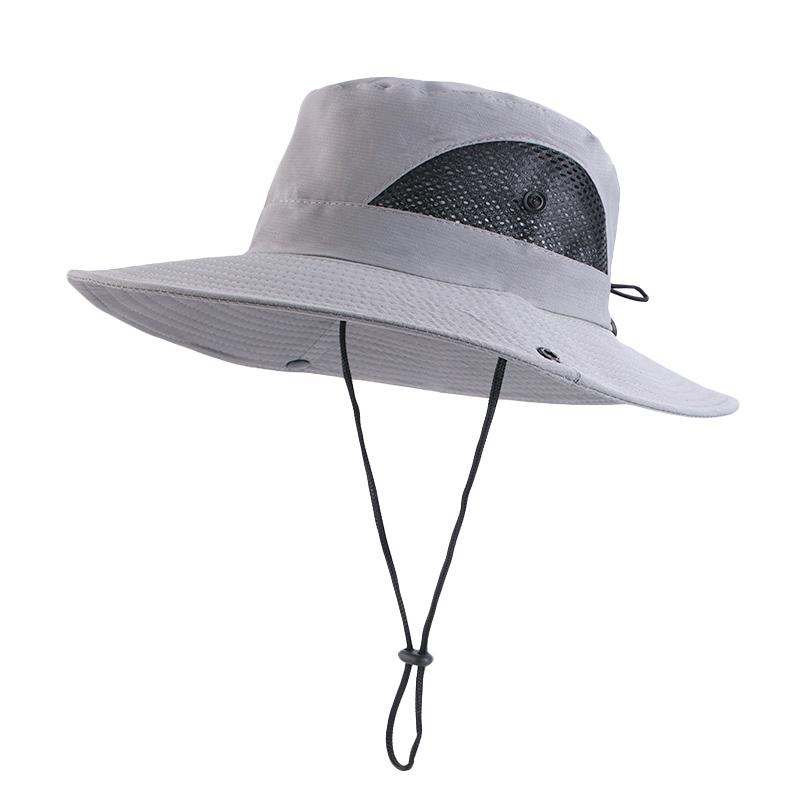 

Updated Gentlemen Summer Bucket Angling Hat Outdoor Use UV Resistant Wide Brim Panama Safari Hunting Hiking Hats Mesh Beac Practical Use One Size