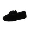 Fashion Flat-bottomed One-pedal Velvet Doudou Cotton Shoes for Women To Wear New Autumn and Winter Bow Warm Fluffy Shoes