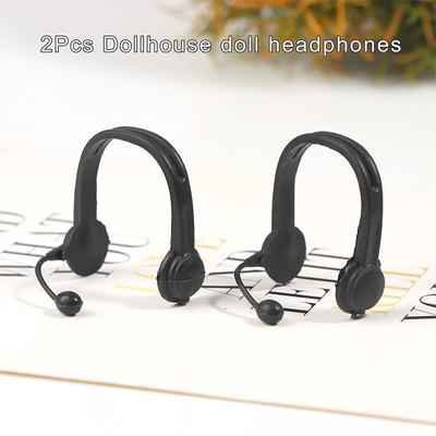 2Pcs 1:12 Dollhouse Miniature Earphone Headset Headphone Model Home Decor Toy