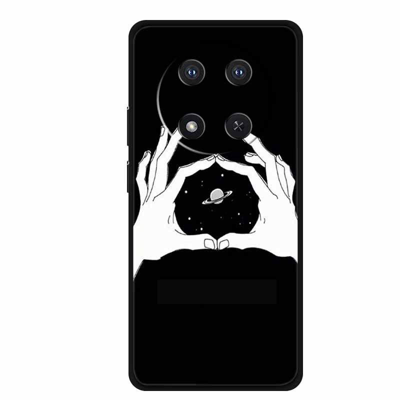 For Honor X9c Case X 9 c Coque Flowers Black Silicone TPU Soft Back Cover For Honor Magic 7 Pro Magic7 5G lite Phone Case Funda