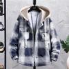 Men's Hooded Plaid Jacket - Spring/Fall/Winter Cotton Outerwear for Teens and Students