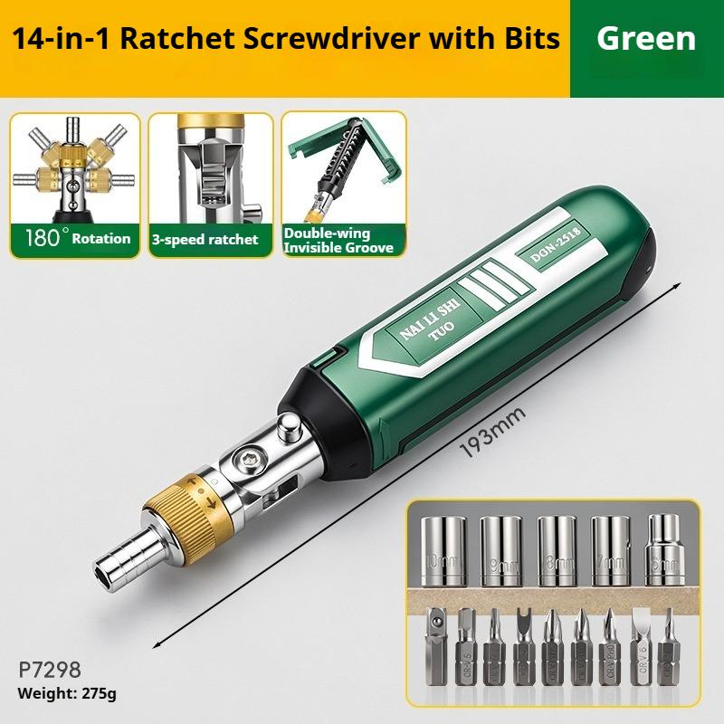 11 in 1 Multi-Function Rotary Ratchet Screwdriver Set Magnetic Bit Kit Portable Hand Repair Tool for Home DIY