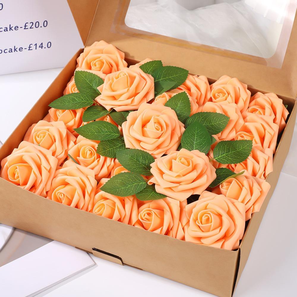 25 Stück Künstliche Rosenblumen Schaumstoff Falsche Faux-Blumen Rosen für DIY Hochzeitssträuße Dekoration Party Heimdeko Garten Ornament