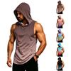 Men's Sleeveless Hooded Tank Top Muscle Fit Gym Shirt Breathable Quick Dry Workout Sleeveless Hoodie for Fitness Training