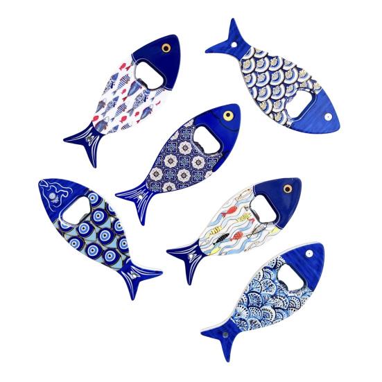 Fish Bottle Opener Refrigerator Magnet Chinese Style Home Office Kitchen Locker Fridge Magnetic 3D Fish Decoration Ornament