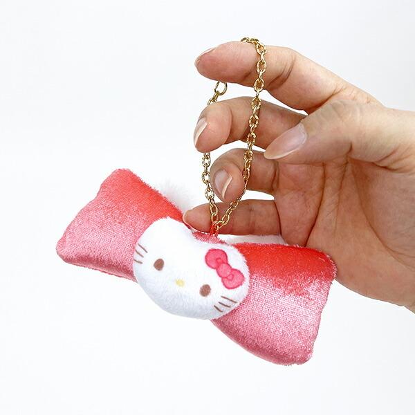 Sanrio Fluffy Ear Ribbon Bag Charm Hello Kitty Keychain Accessory Mascot