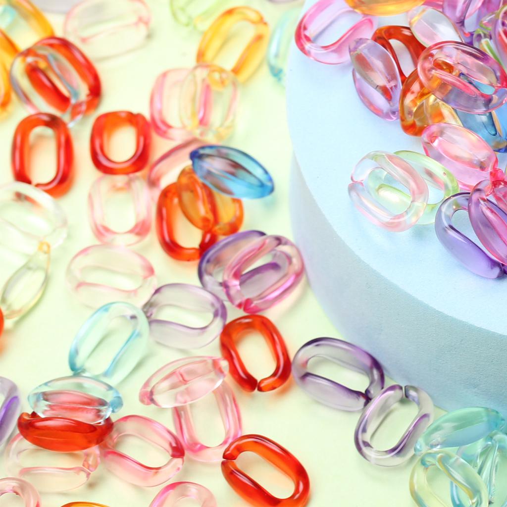 Clear Jewelry Making O Shape Chain Beads Solid Color 300Pcs 11*16mm DIY For Fashion  Beads