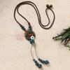 New Forest handmade ceramic necklace, women's retro versatile sweater chain simple long accessories pendant