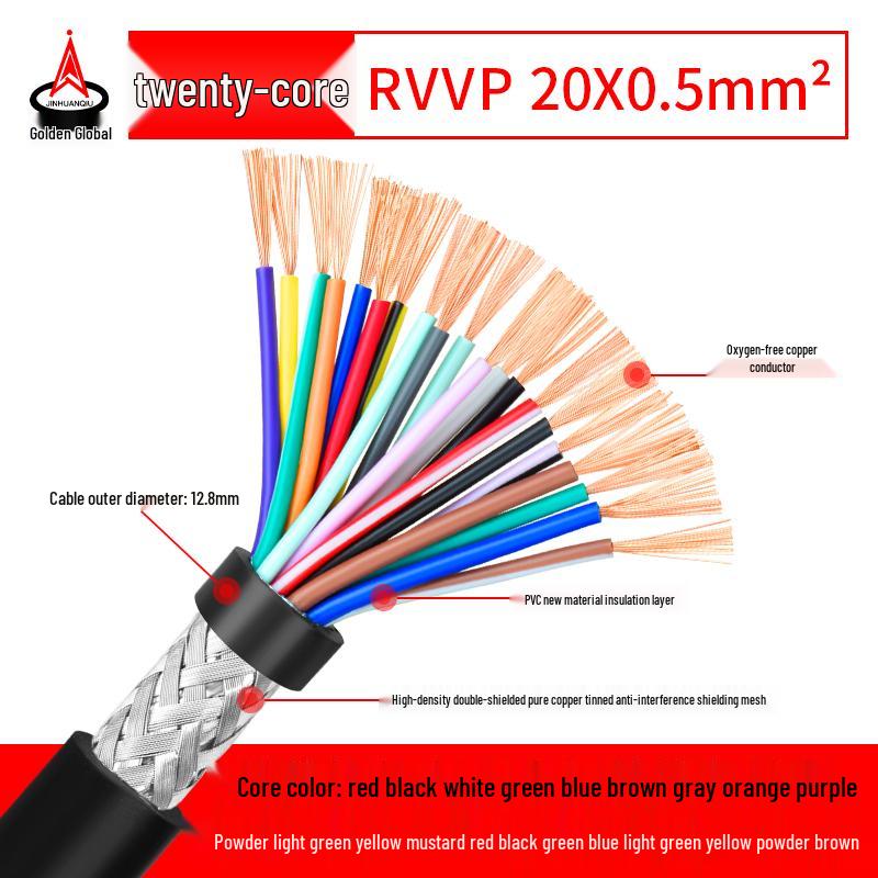 RVVP Shielded Control Signal Cable - Available in 2 to 14 Cores, 0.15 to 0.2 Square