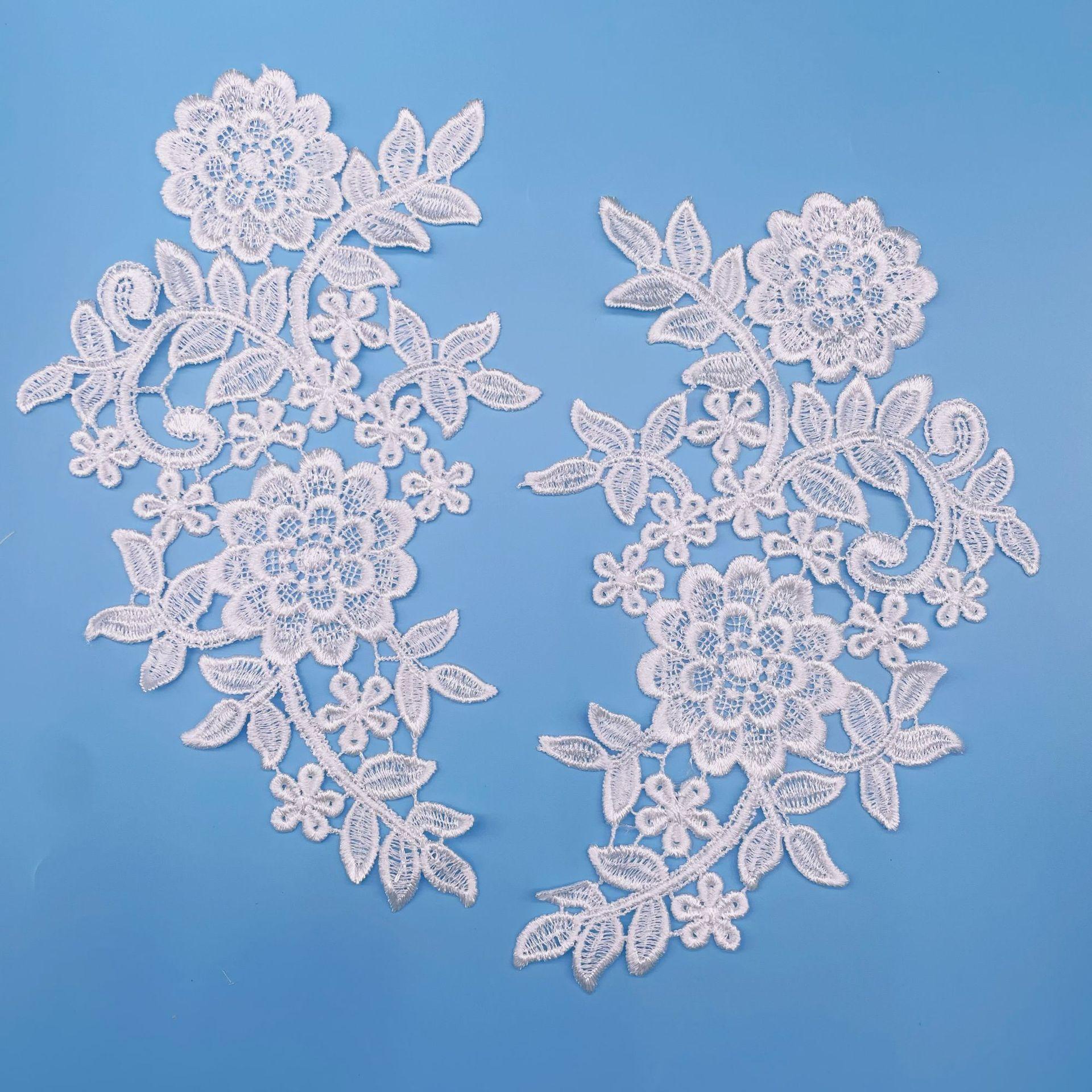 

White Hollow Flower Collar, Water-Soluble Flower Pair Fashion Wedding Dress, Children S Clothing, Toys, Accessories, Lace Decal 25*15cm