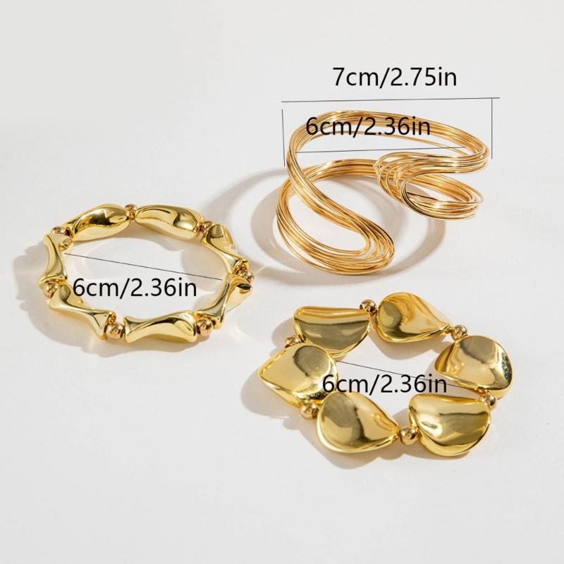 Curvilinear Fluctuation Plan Bangle Permanent Iron Mixture Chain Gentle Jewelry For Everyday Stackable Addition