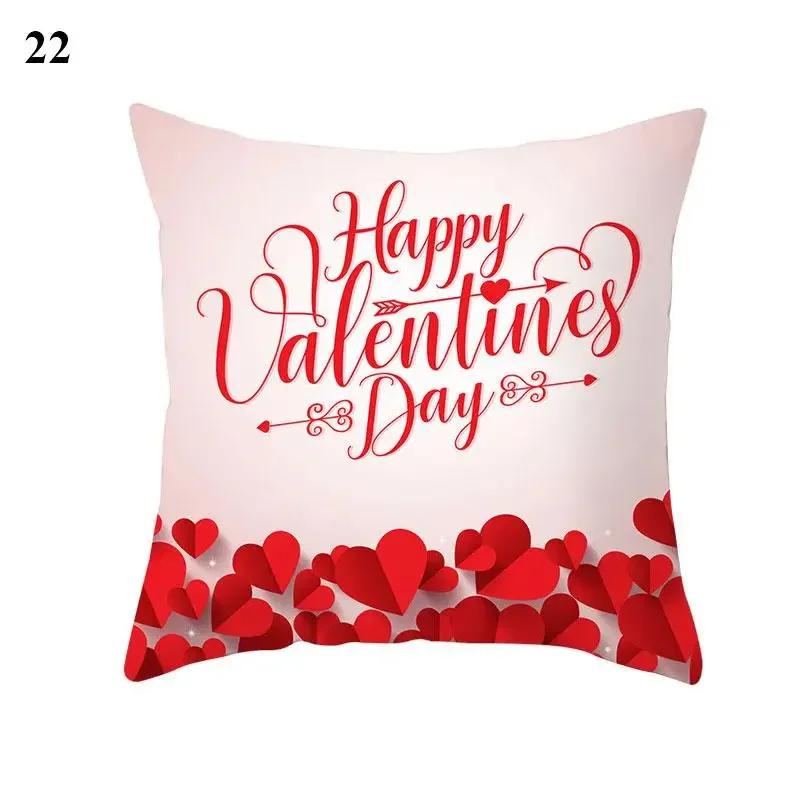 Valentine's Day Cushion Cover Red Heart Print Pillowcase Pillowcase Sofa Sofa Pillowcase