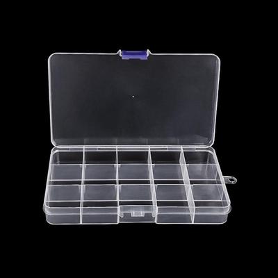 15-Compartment Clear Plastic Organizer for Nail Tips, Jewelry, Beads, Sequins, and Fishing Tackle