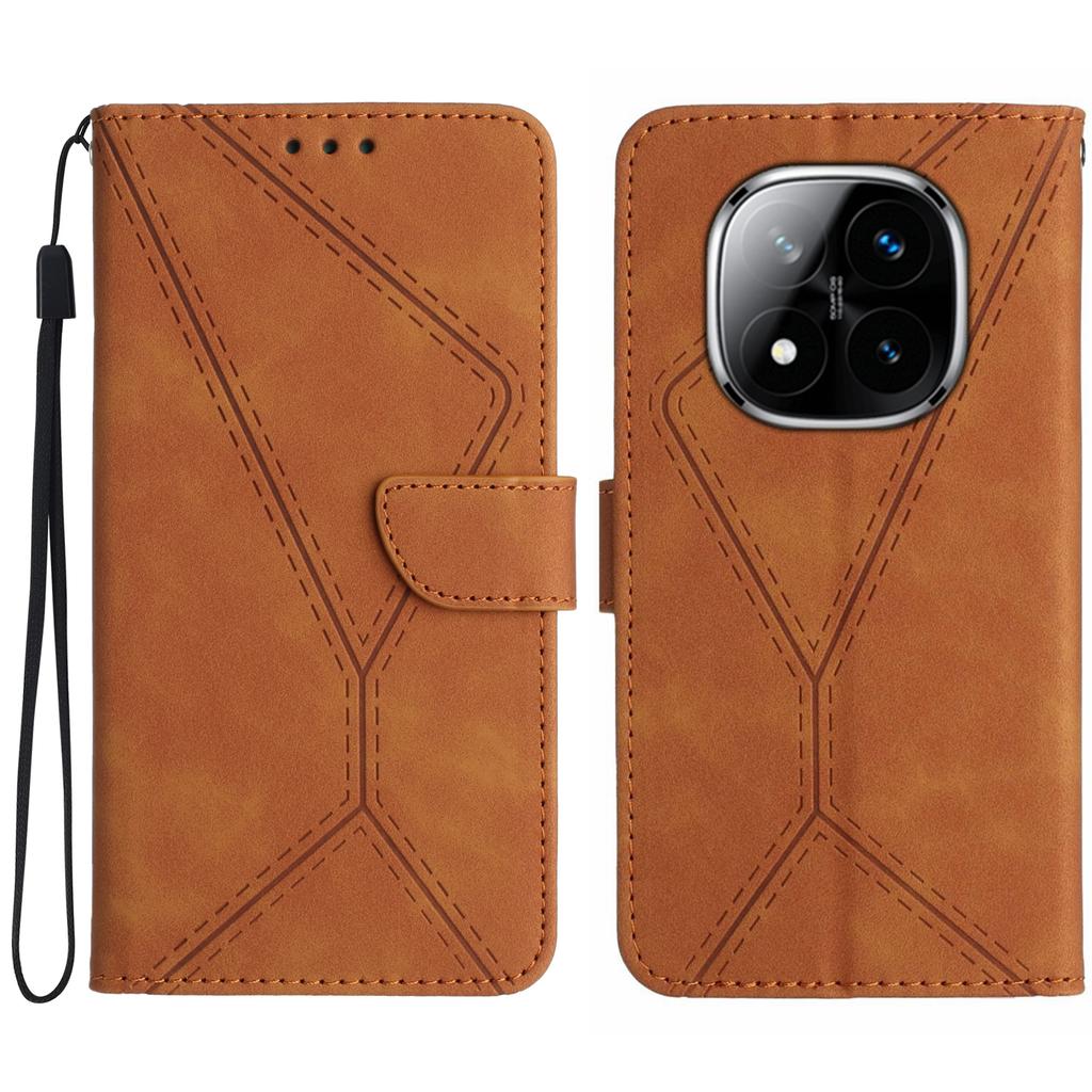 For Xiaomi Redmi Note 14 Pro+ 5G/14 Pro 5G/Poco X7 5G Case Leather Imprinted Lines Phone Cover with Card Holder