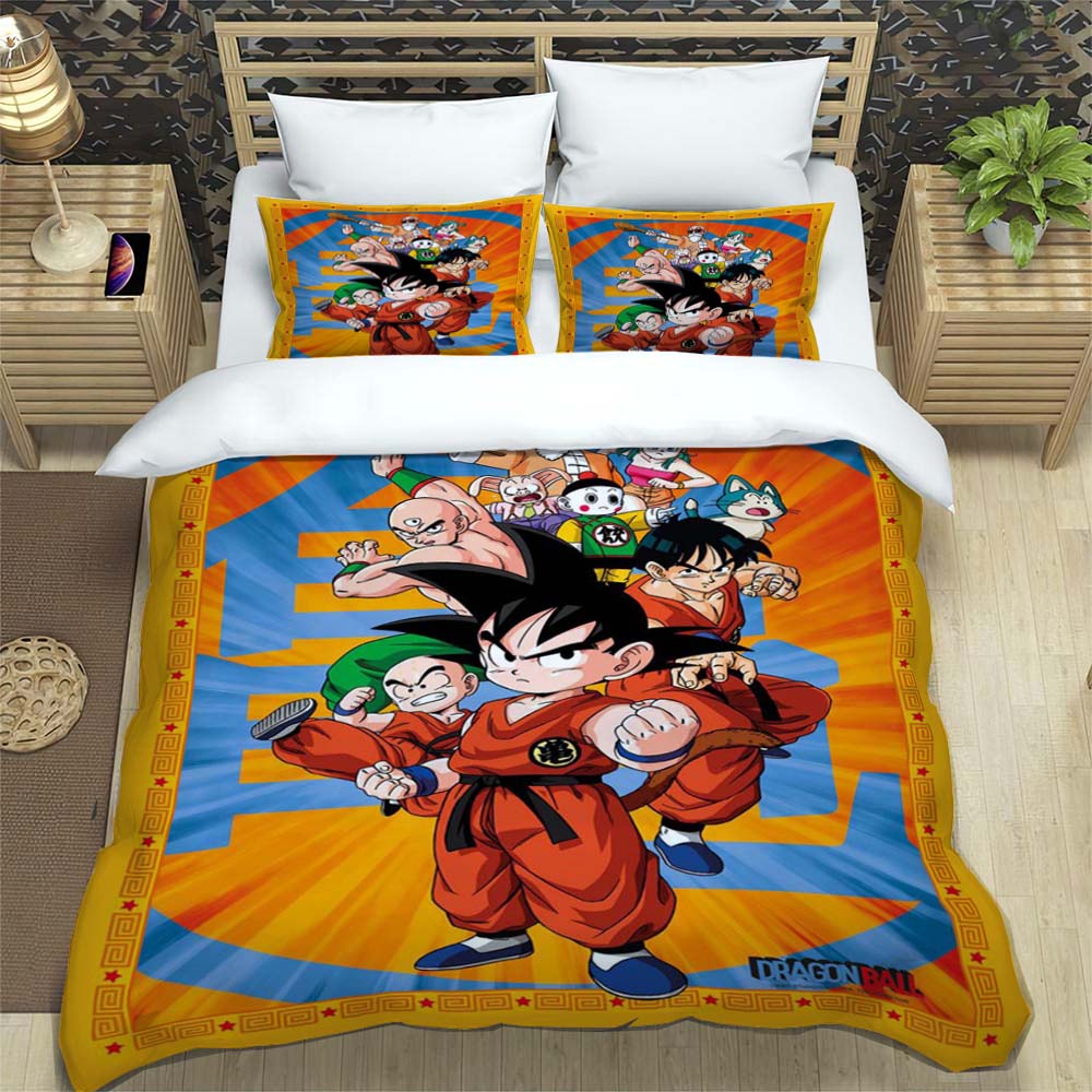 

1-Piece Cartoon Anime Dragon Ball Duvet Cover and Pillowcase Bedding Set — Suitable for Single, Double, Queen, and King-Size Bed 135x200cm