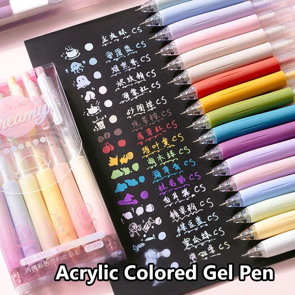 6Colors/Set Press Type Colored Gel Pen Students Diary Marking Drawing Colored Pen Students