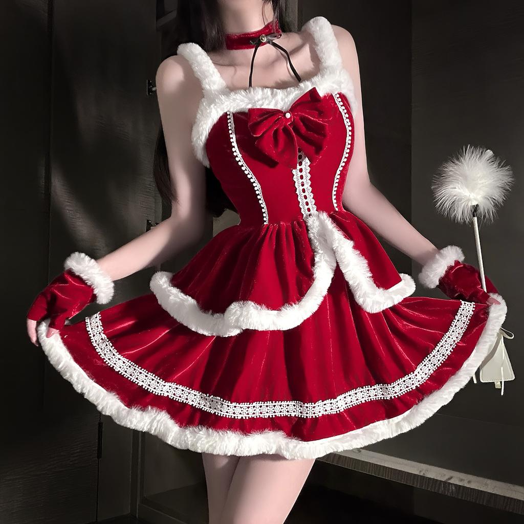 Sex Lingerie Christmas Sexy Chest Wraps New Year's Robe Spice Girls European and American Dresses Bunny Girls