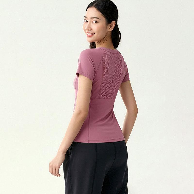 Summer sports short-sleeved women, quick-drying yoga clothes, slim and thin running fitness tops