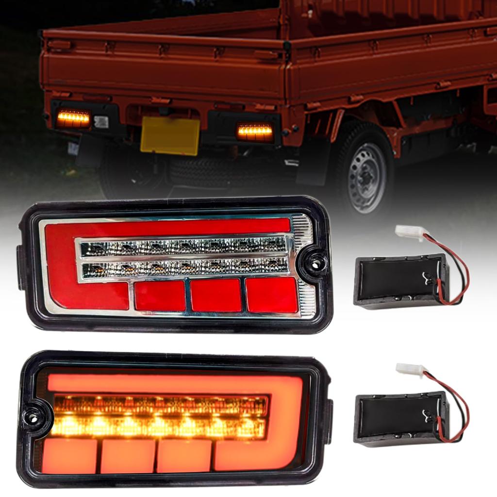 Syncnika Set of 2 LED Tail Lights for Toyota Hijet Jumbo Truck Early Replacement for OEM with Sequential Turn Signals and Clear Lens Red Lens