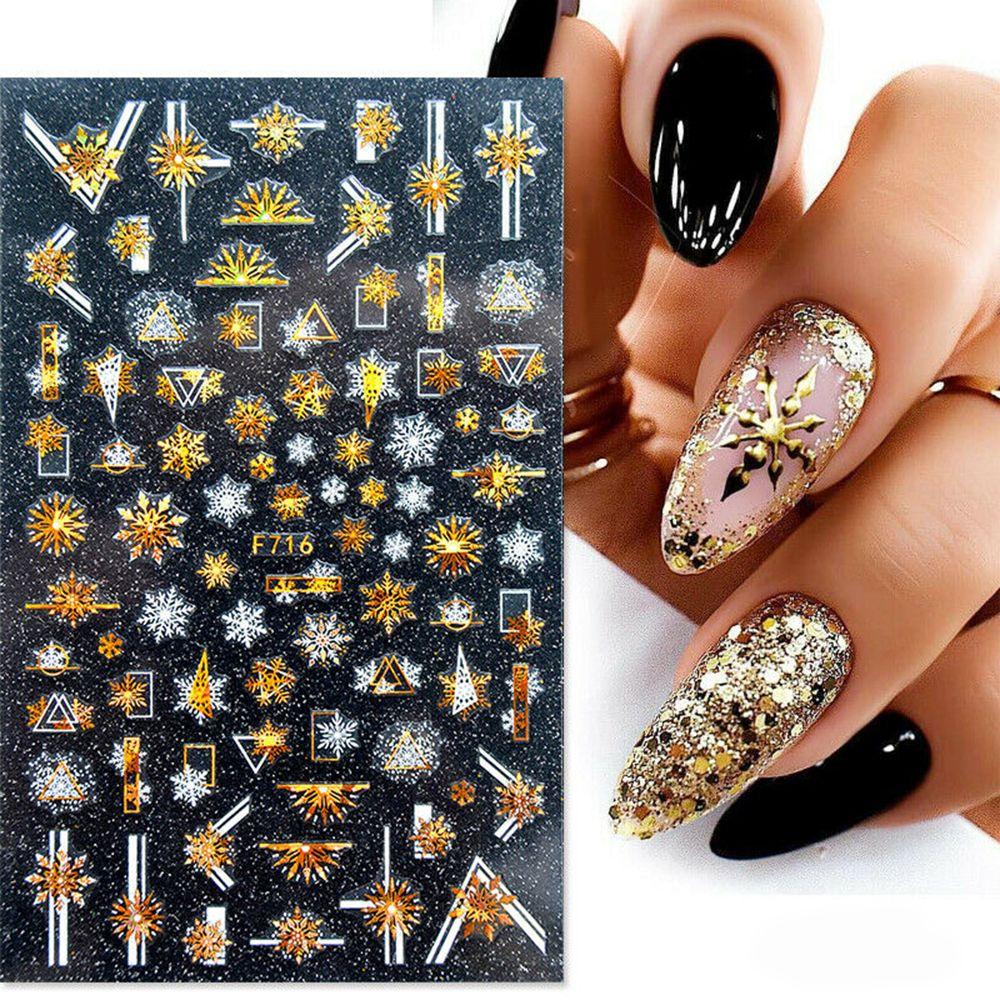 Decorations Xmas Transfer Decals 3D Christmas Nail Stickers Snowflakes