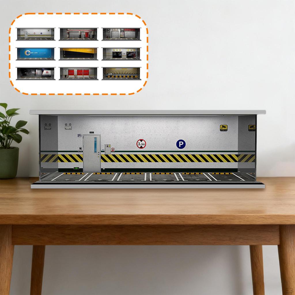 1/64 Model Car Display Case Diorama Desktop Decoration Toy Storage Box Showcase Organizer