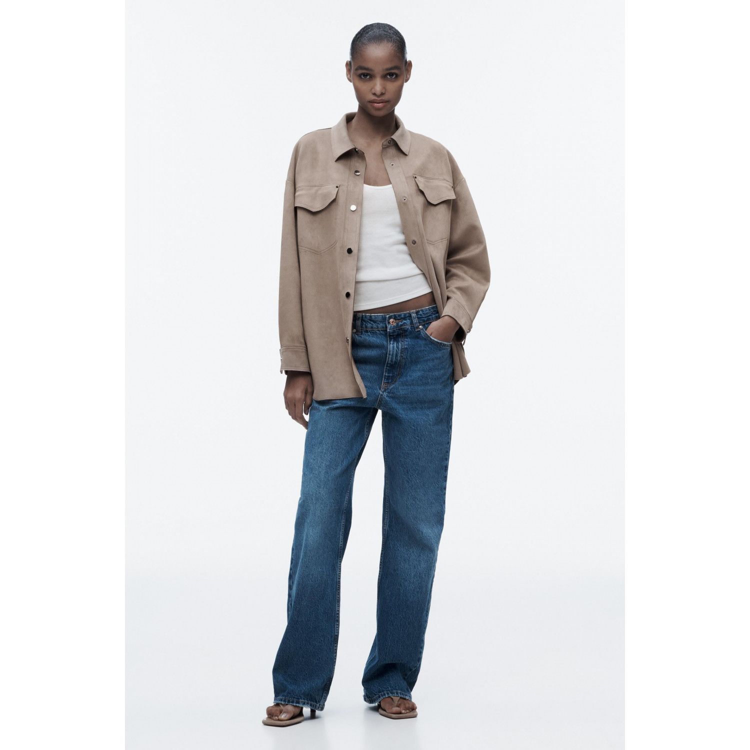 

FAUX SUEDE LONG OVERSHIRT