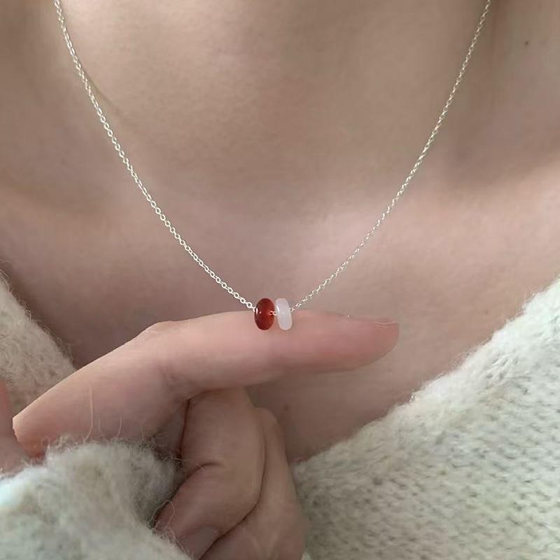 Elegante Damen S925 Sterlingsilber Perlenanhänger Halskette - Leichte Luxus Schlüsselbeinkette