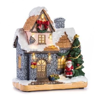 Kerstversiering Dorpscollectie Figuur Gebouw Kersthuis met Kerstman LED-verlichting Huis Open Haard Ornament