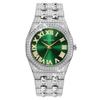 Men's Diamond Watch Fashion Crystal Rhinestone Quartz Analog Watch Iced-Out Bracelet Wrist Watch