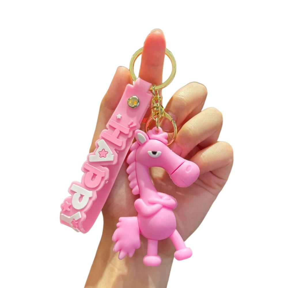Cute Lucky Horse Keyring Traditional New Year Keyring Funny Animal Car Keychain  Bag Decoration