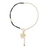 Niche Design Black and Gold Contrasting Color Necklace Ins Splicing Flower Pendant V-shaped Collarbone Chain