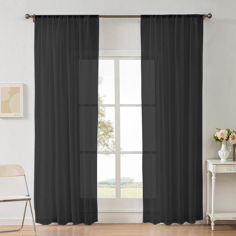 Light Sheer Voile Curtains with Rod Pocket Semi-Transparent Window Drapes for Bedroom Living Room Dining Room Light Transmittance Lace Curtains
