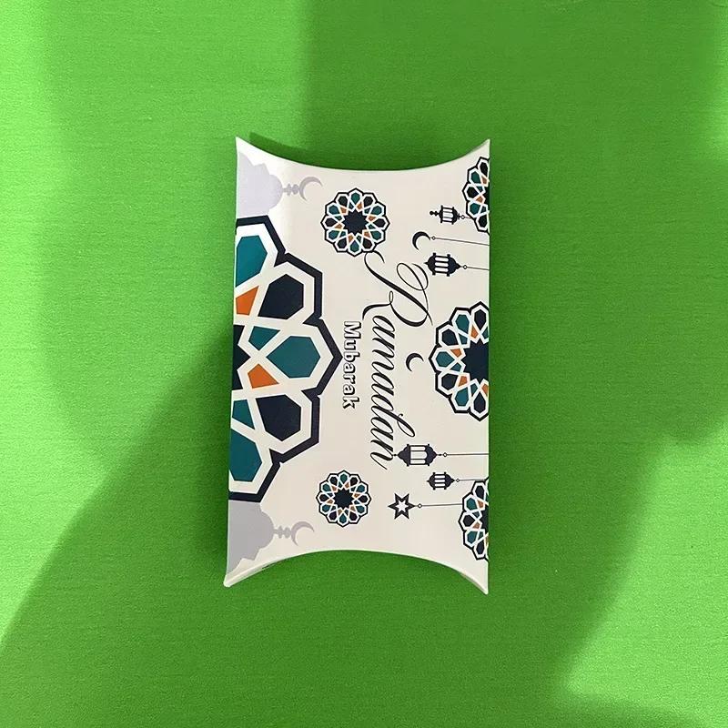 10pcs Eid Mubarak Gift Bag Box Pillow Candy Cookie Chocolate Paper Box Ramadan Kareem Decoration Islam Muslim Party Gift Decor