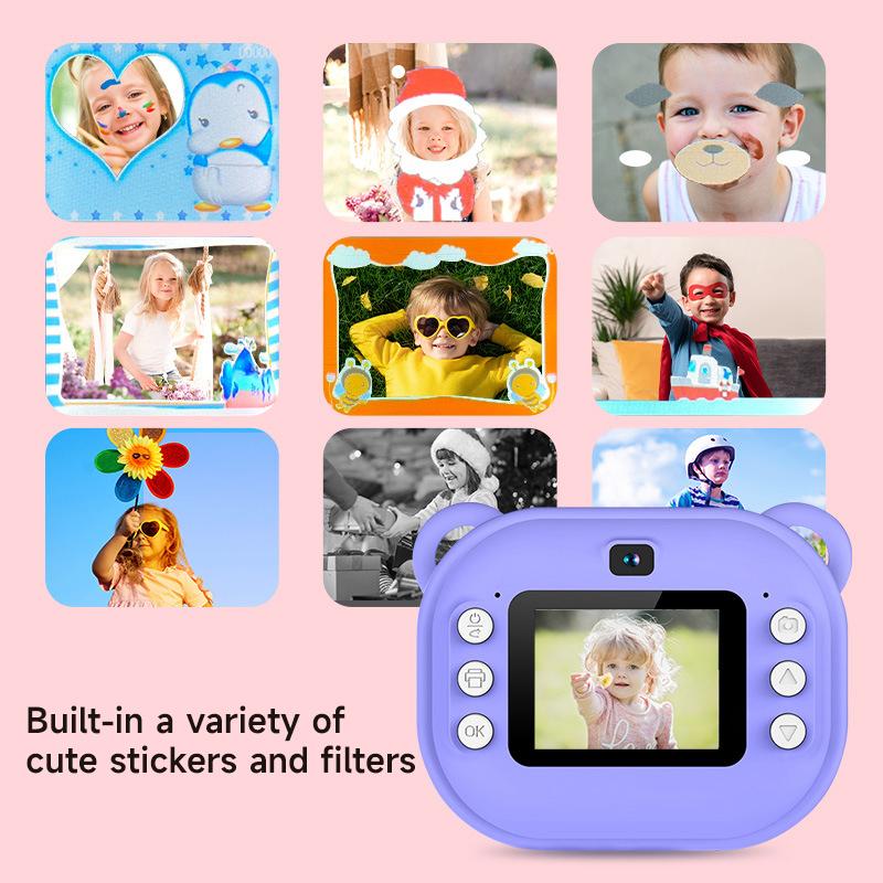 Children Thermal Print Camera Toy Wireless Bluetooth Inkless Instant Print Photo Note Camera Kids Early Education Study Toy Gift