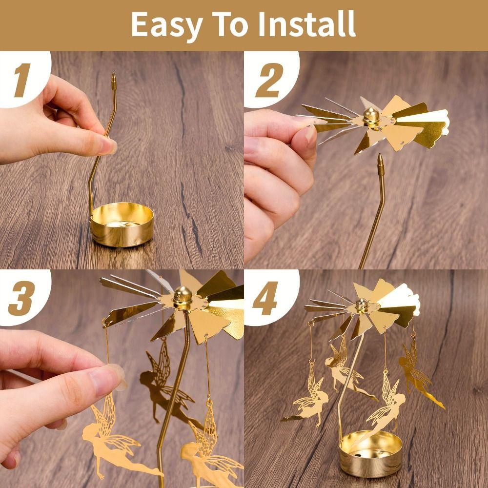 Carusel Rotativ cu Mecanism Rotativ Acționat de Căldură Suport pentru Lumânări Tip Pastilă Decor pentru Casă