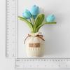 2025 Tulips Crochet Flowers with Kintted Potted Kinttted Sunflower Pot Desk Accessories Handwoven Plant Pot Home Decor Gift