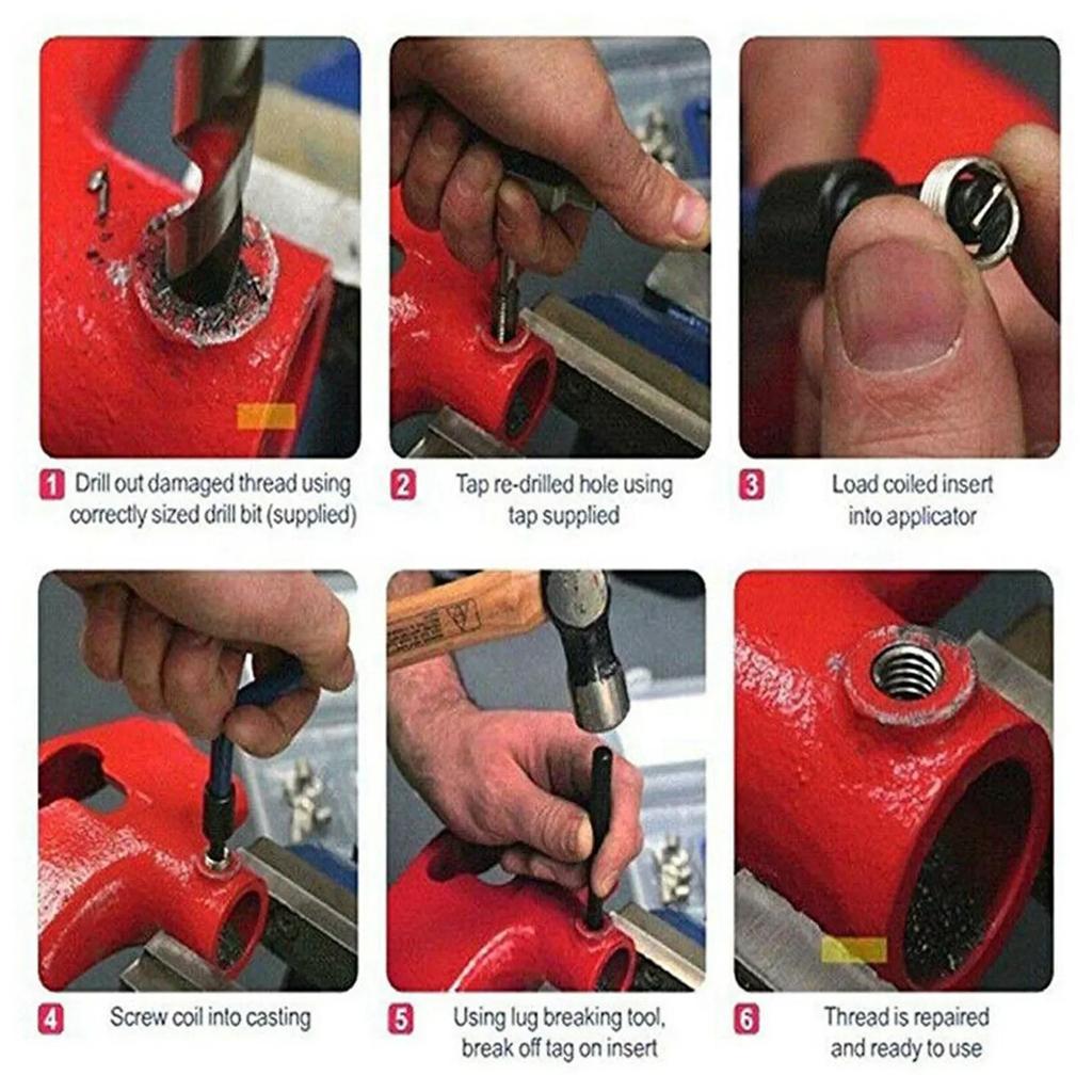 Thread Repair Insert Set Thread Repair Insert Kit M4 with Transparent Plastic Box for Processing Machinery Threading Tool