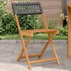 VidaXL Bistro Chairs Set of 2 Black Solid Acacia Wood and Rattan, Outdoor Bistro Chair, Folding Chair, Chair 367675