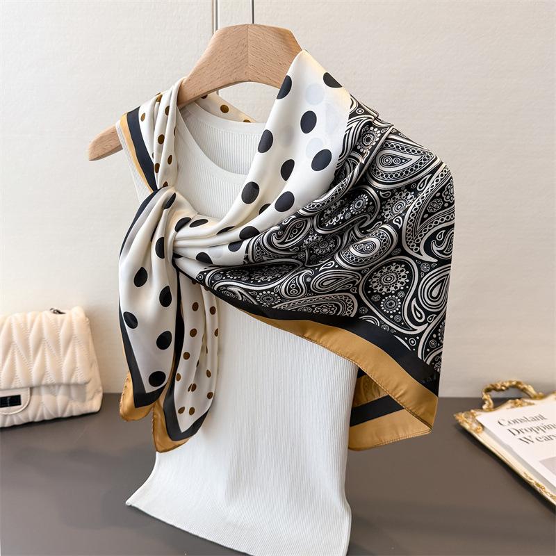 Cashew Polka Dot Simulation Silk High-End Printing Large Square Scarf Silk Scarf Shawl Headscarf Neck Protection Scarf Decorative Women'S Scarf