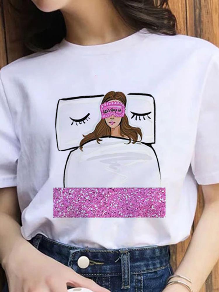 Women Fashion 2022 Cartoon Shirt Print Summer T-Shirts Female Sexy T-Shirt Aesthetic Clothes Summer Tops Trend Graphic T Top