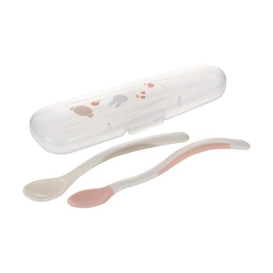 Richell Miffy & Boris Baby Food Spoon Set (with case) Easy to carry, soft tip, for going out, dishwasher safe