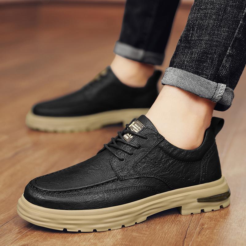 New Business Leather Shoes Men's Casual Leather Shoes Breathable Platform Shoes for Men Autumn Lace-up Loafers Male Sneakers