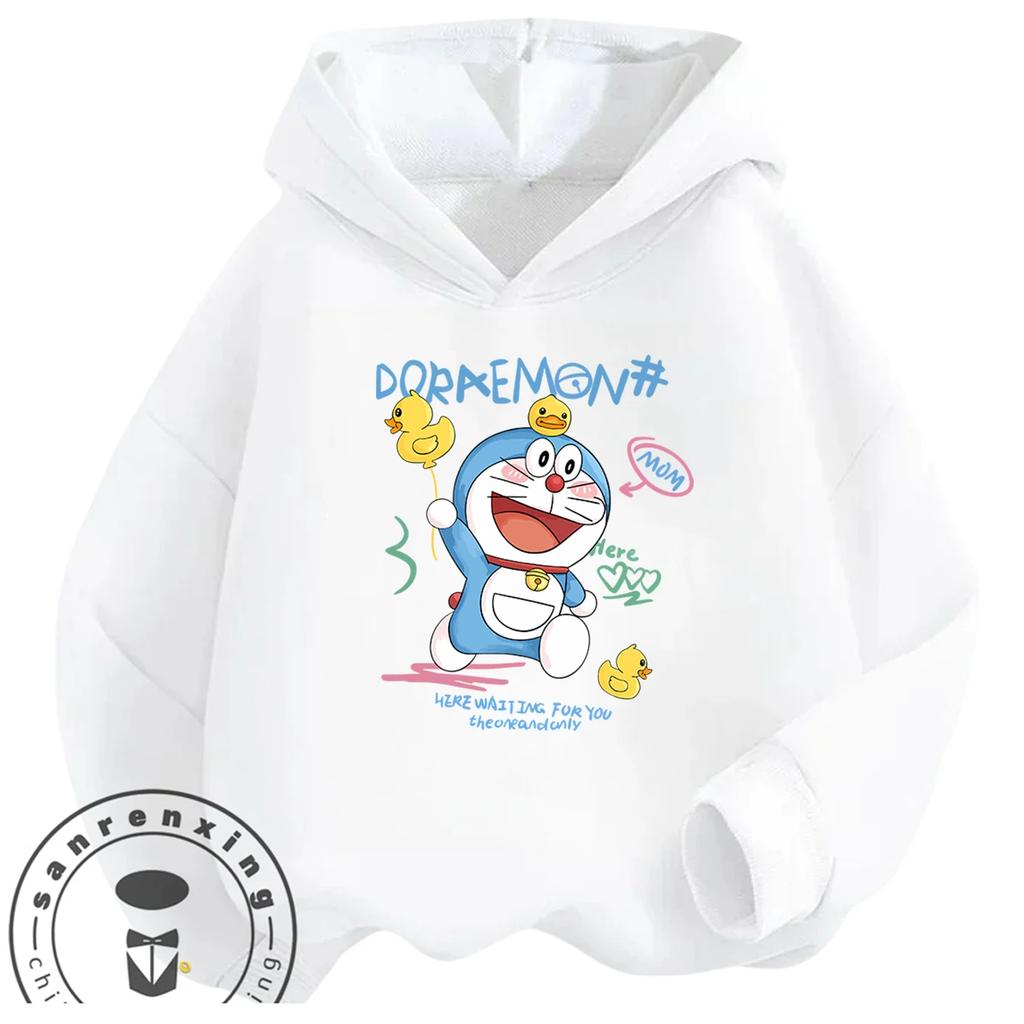 Daily Casual Hooded Top Cute Cartoon Print Winter Trendy Youth Wear Doraemon Boys Girls 3 14