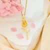 Minimalist Tulip Flower Pendant Necklace Elegant Stainless Steel Choker Zircon Pendant  Party