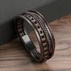 Trendy Men'S Accessories Alloy Magnetic Buckle Multi Layer Retro Leather Rope Braided Bracelet Bracelet  Dressing