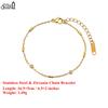 EFFIE QUEEN Edelstahl 18 Karat Gold Rund Zirkonia Kette Armband Einfacher Hand Schmuck für Damen, Herren Bankett Party Geschenk STCB02
