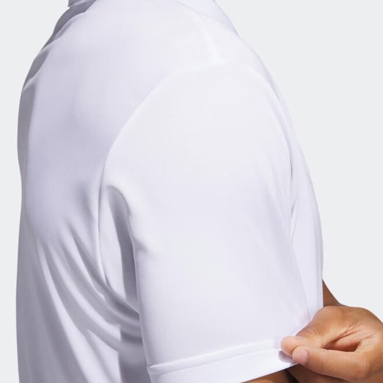 Adidas Solid Color Logo Polo Shirt Men Tops White IA5447